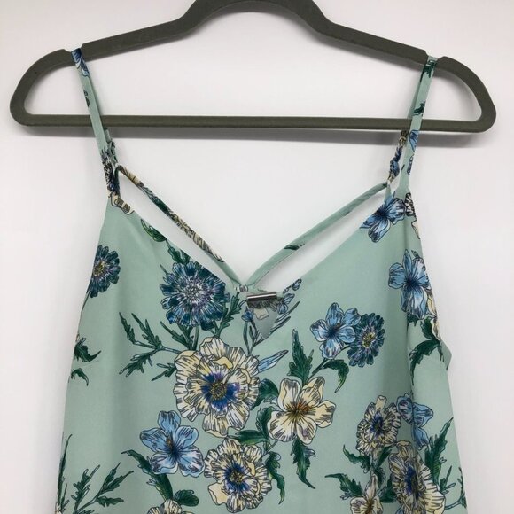 Kismet Light Teal Green Floral Keyhole Neck Camisole Tank Top size M - Picture 5 of 16